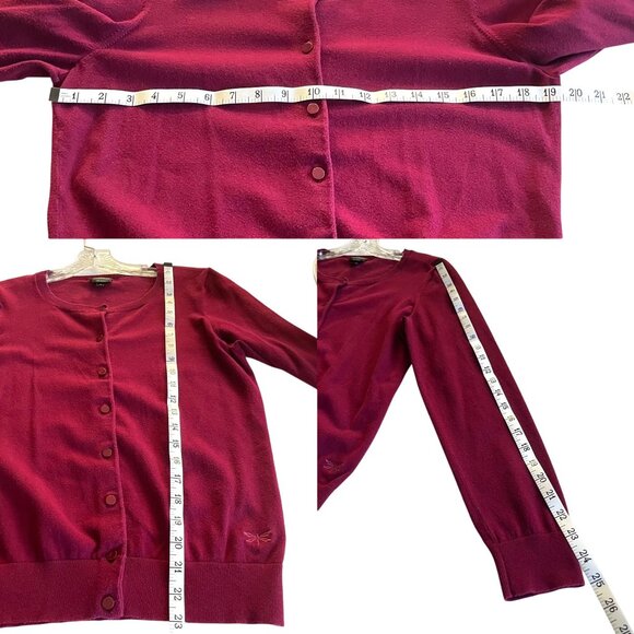 Talbots Burgundy Button-Front Cardigan Sweater Long Sleeves Women's Size Medium - Picture 6 of 7